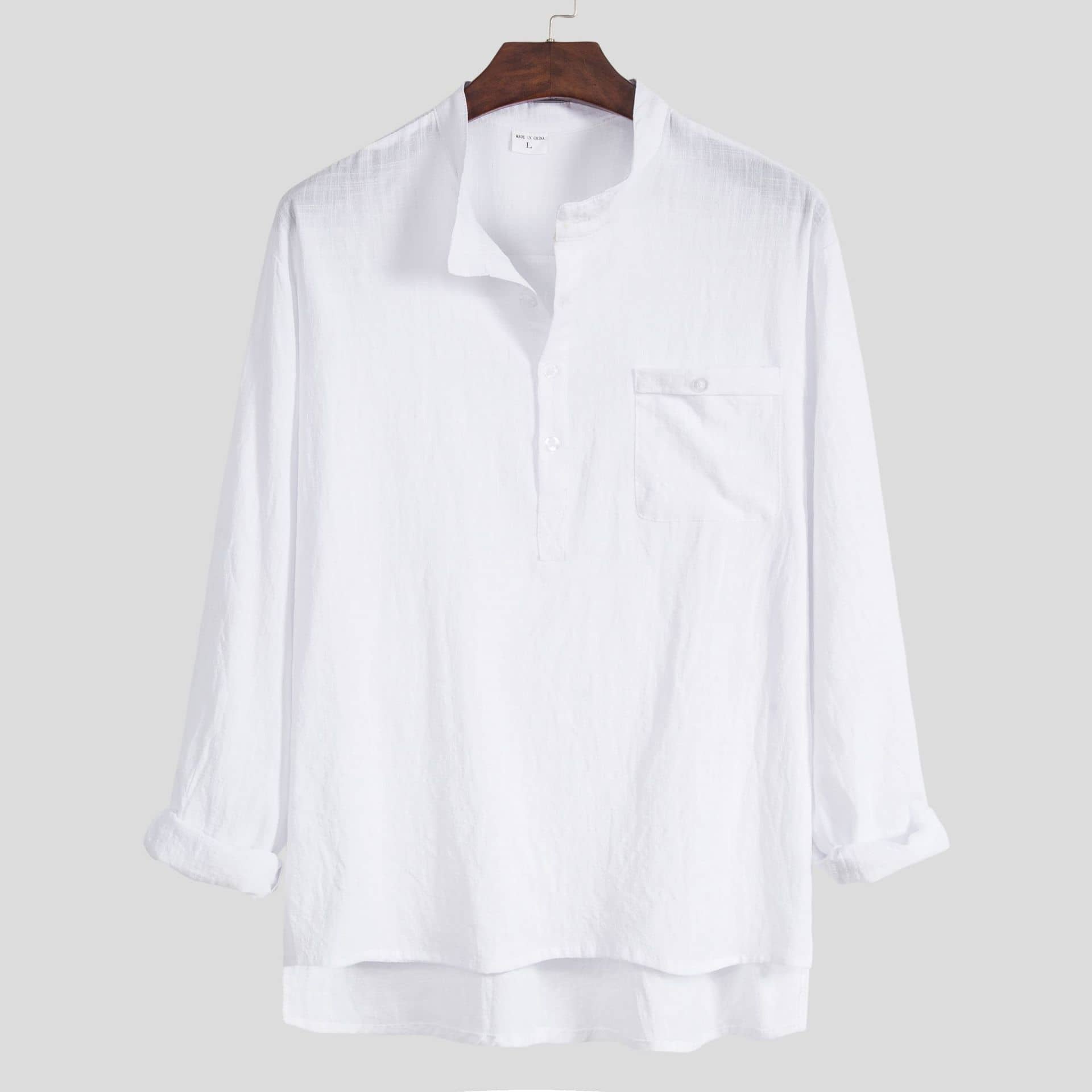 Cotton Linen Men's Casual Plus Size Long-sleeved Shirt