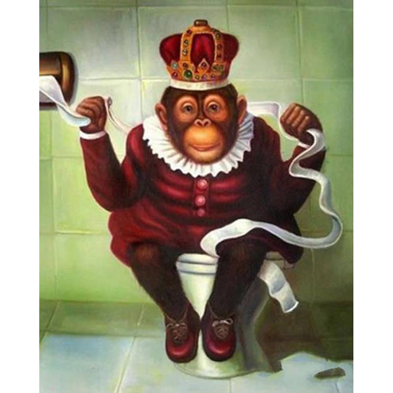 Monkey In The Toilet Diamond Painting