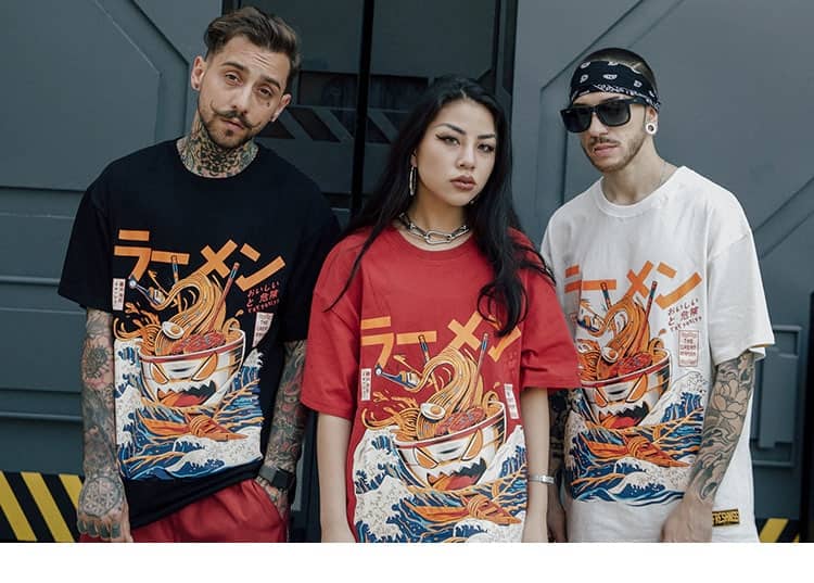 Japanese retro Harajuku style T-shirt men's short sleeve…