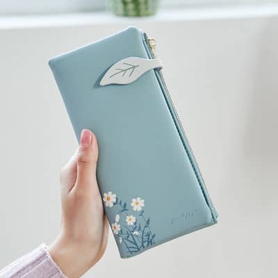 Printed Ladies Long Wallet Large Capacity Folding PU Fema…