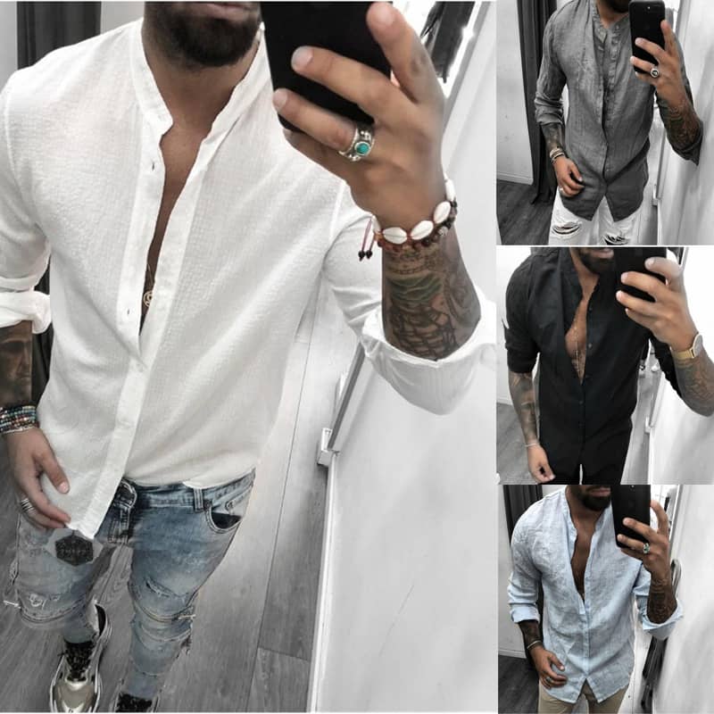 Men's Casual Fashion Cotton And Linen Shirt