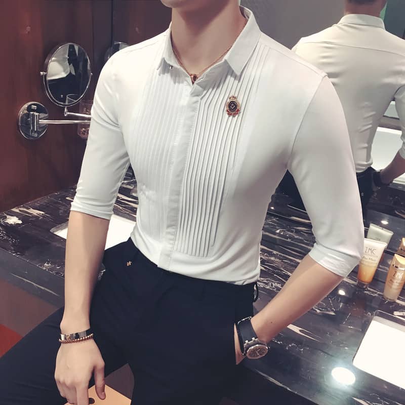 New Men'S Shirts, Court Style, Fashionable, In-Sleeve Shi…