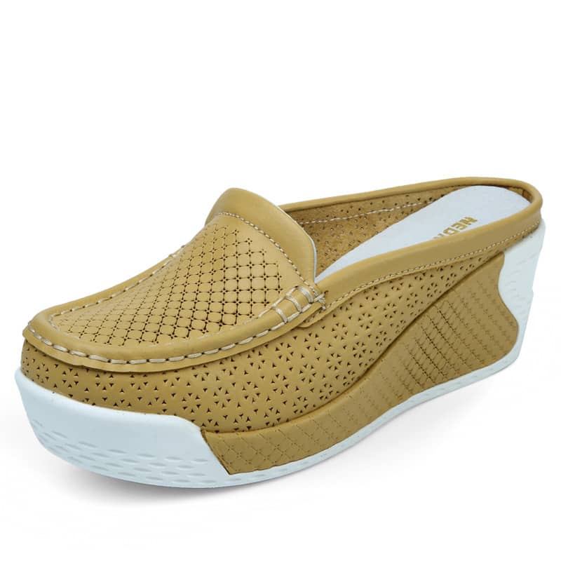 Waterproof Platform Half Drag Leather Hollow, Wedge Leath…