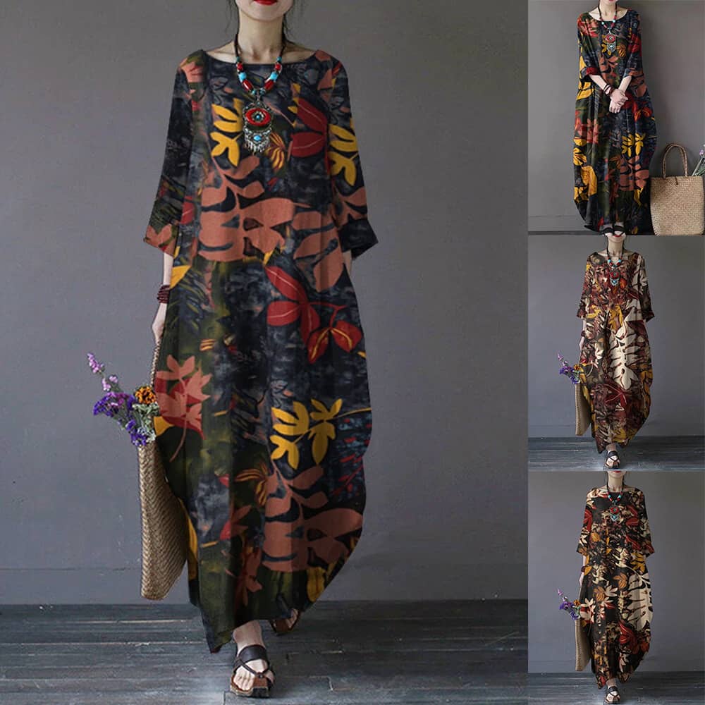 Women's Loose Three-quarter Sleeve Long Dress
