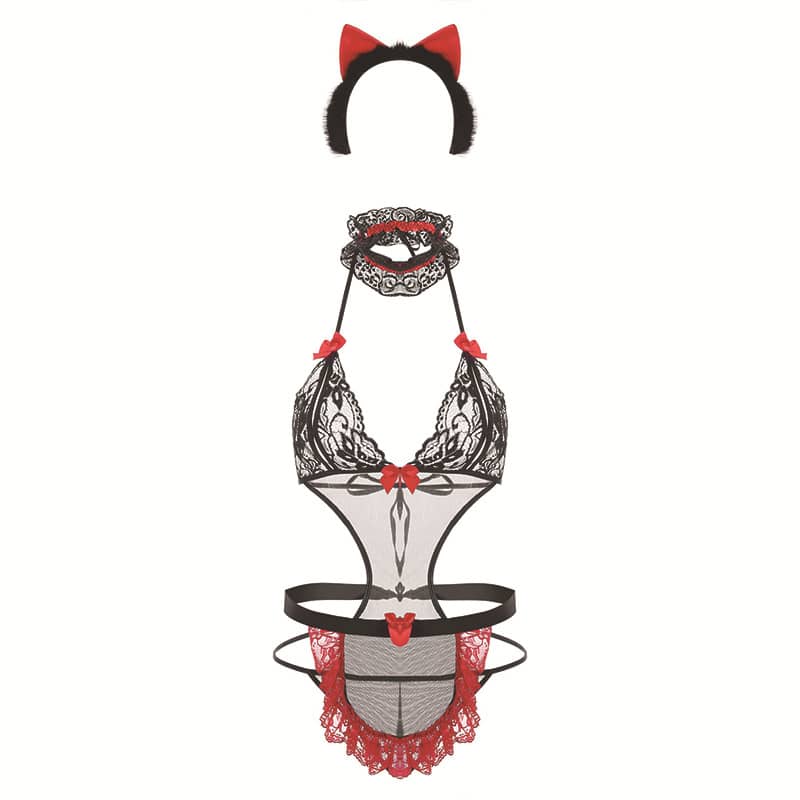 Sexy lingerie one-piece suit 4-piece set