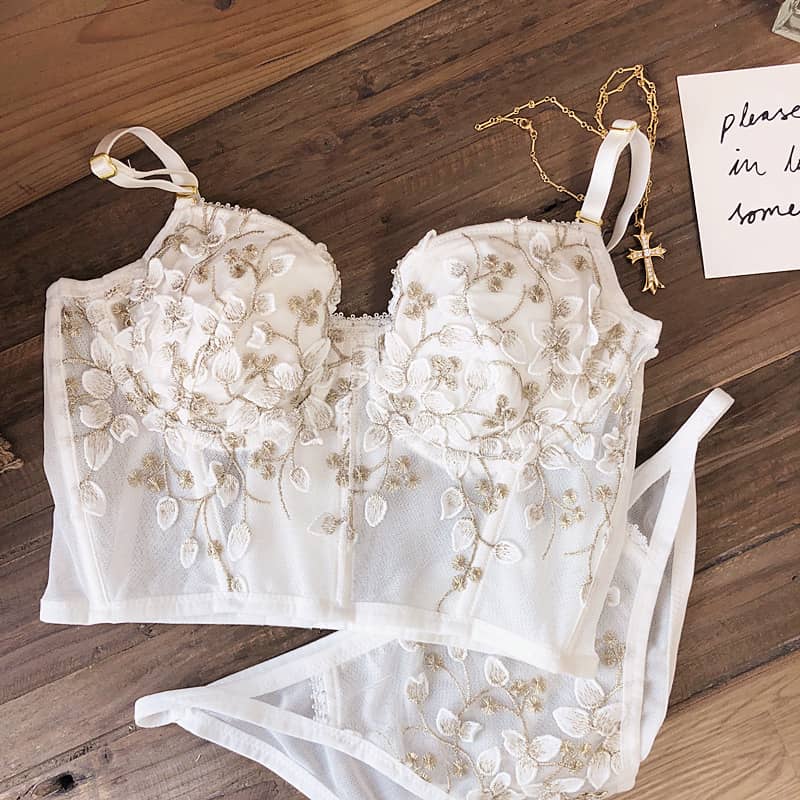 Thin embroidered D bra strap sexy romantic lace 4 sets