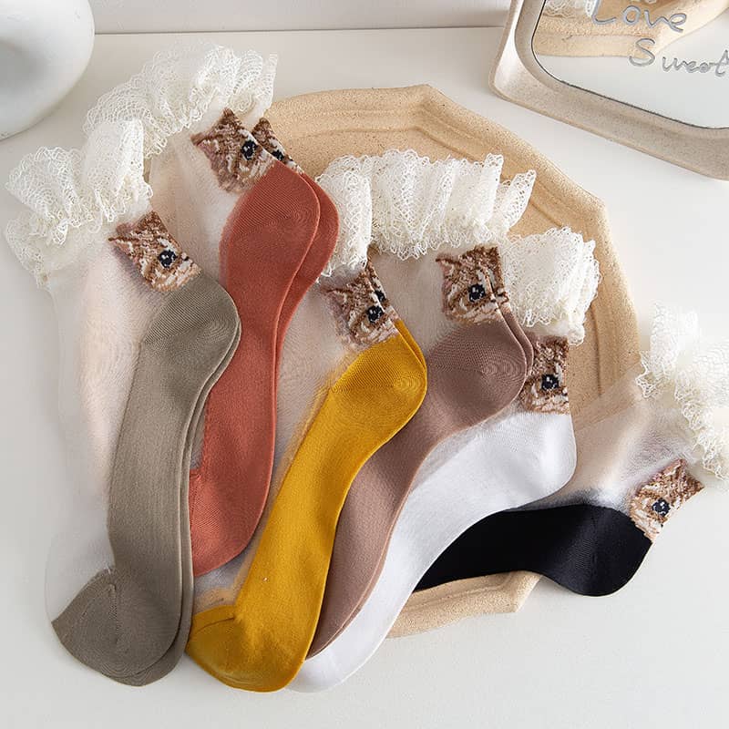 Women's mid-tube lace socks