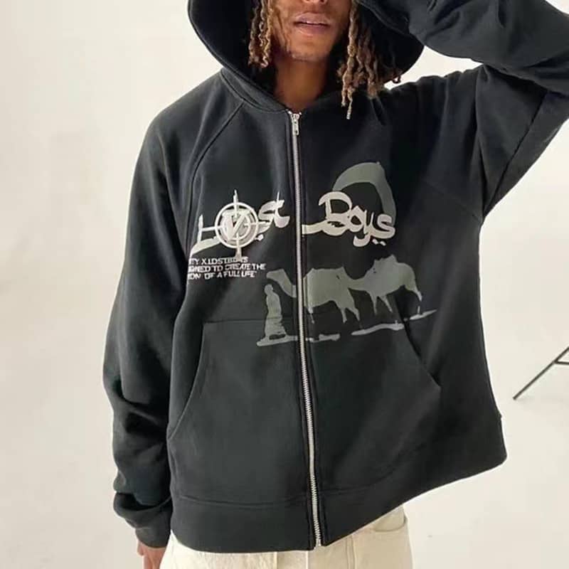 Desert Team Of Camels Zipper Sweater Casual