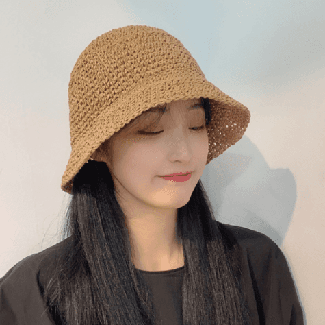 Women's Foldable Hand Woven Bucket  Hat