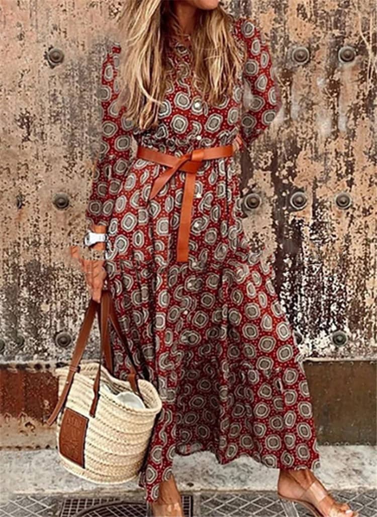 Spring And Summer Women's Polka-dot Long-Sleeved Dress