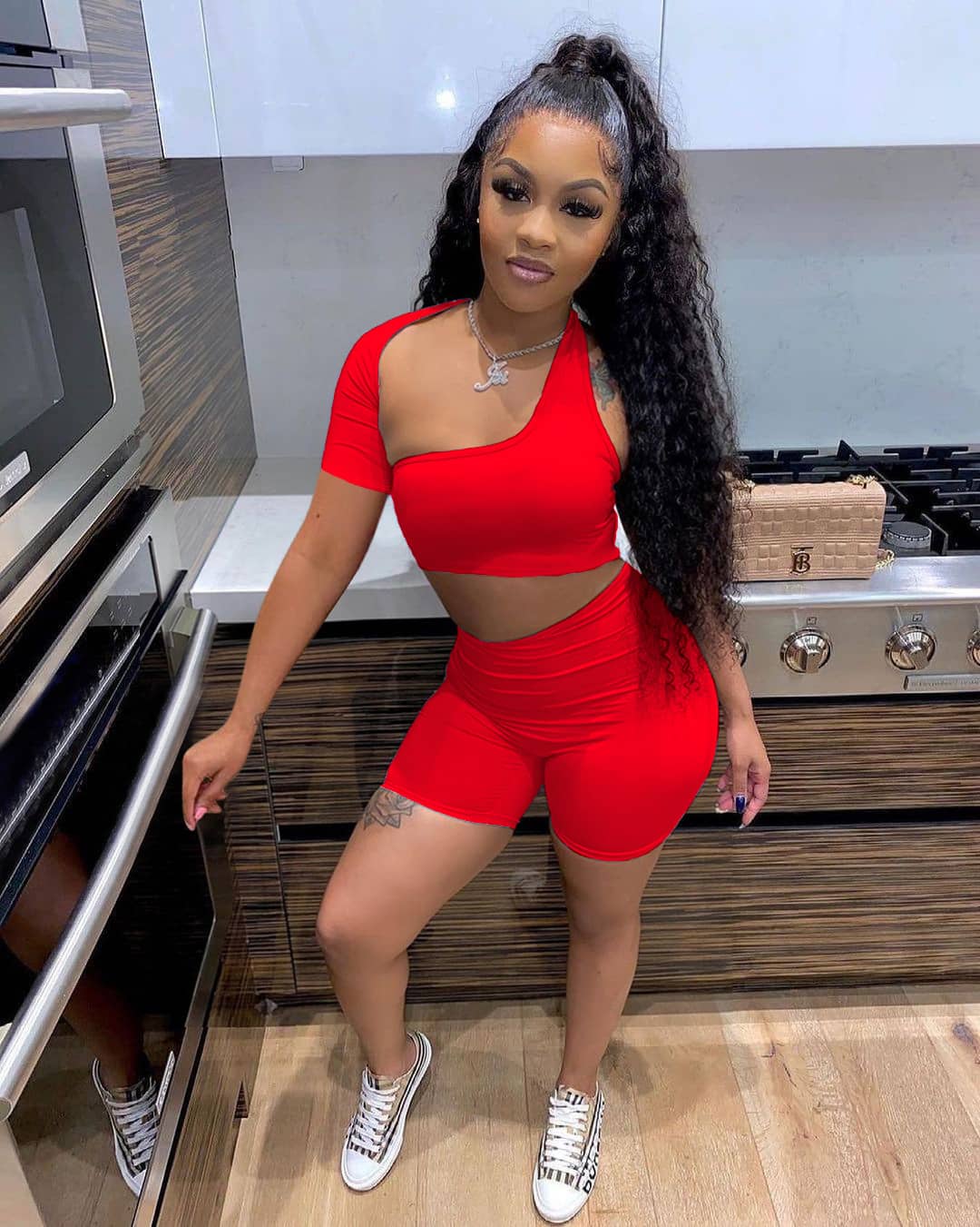 Women's Hot Air Sexy Hollow Sports Two-piece Suit