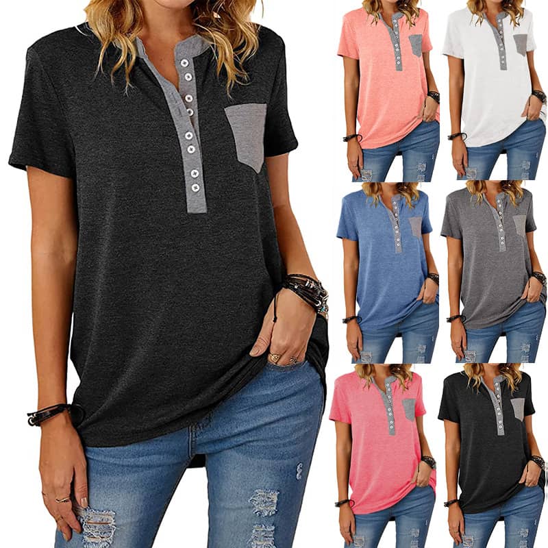 Patchwork Loose Short Sleeve Plus Size T-Shirt Women's Top