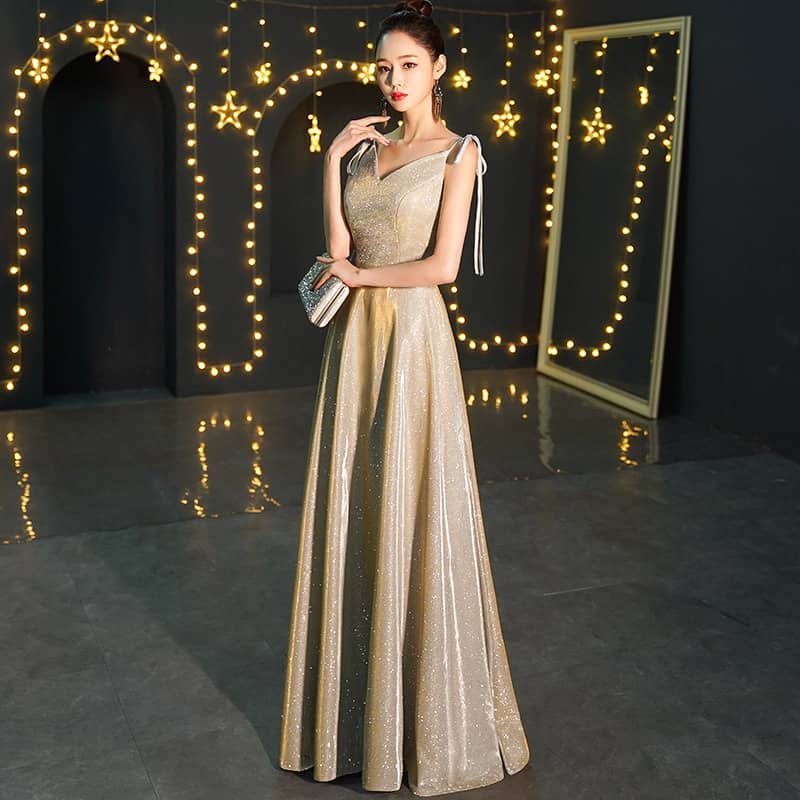 Banquet Evening Dress Women's Suspenders Starry Sky