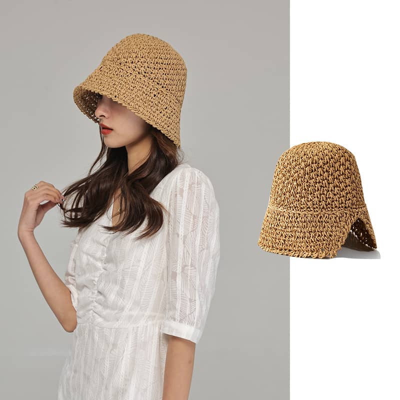 Japanese Niche Women's Hollow Knitted Bucket Hat