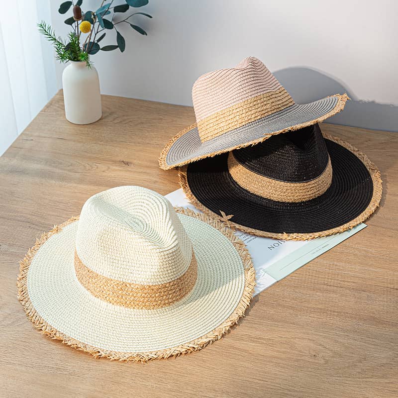 Women's Retro Color Matching Raw Edge Sun Protection Stra…