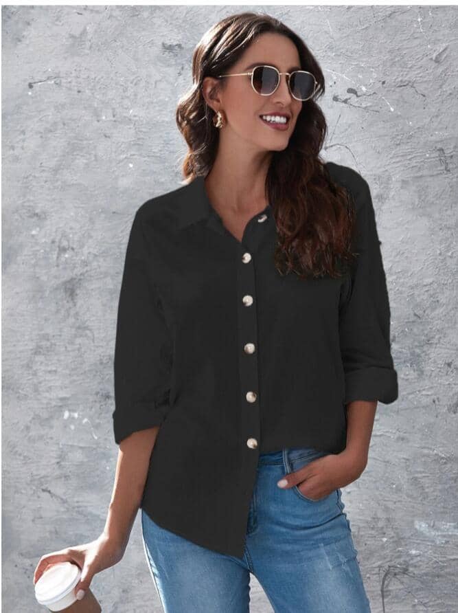 New Product Early Autumn Solid Color Loose Women's Solid…