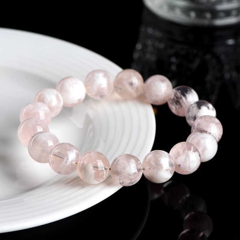 Natural Snowflake Ghost Round Beads Bracelet
