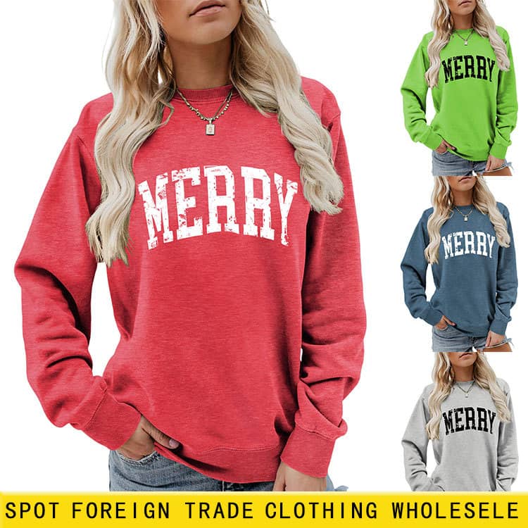 Casual Women's MERRY Letter Print Sweatshirt