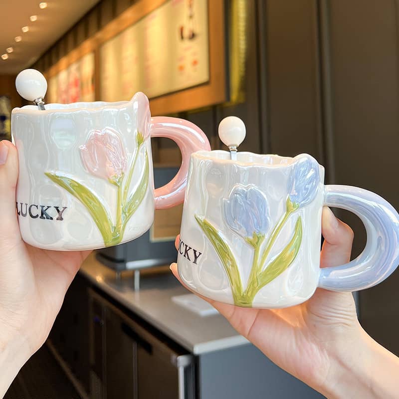 Creative Tulip Ceramic Cute High Appearance Gift Couple C…