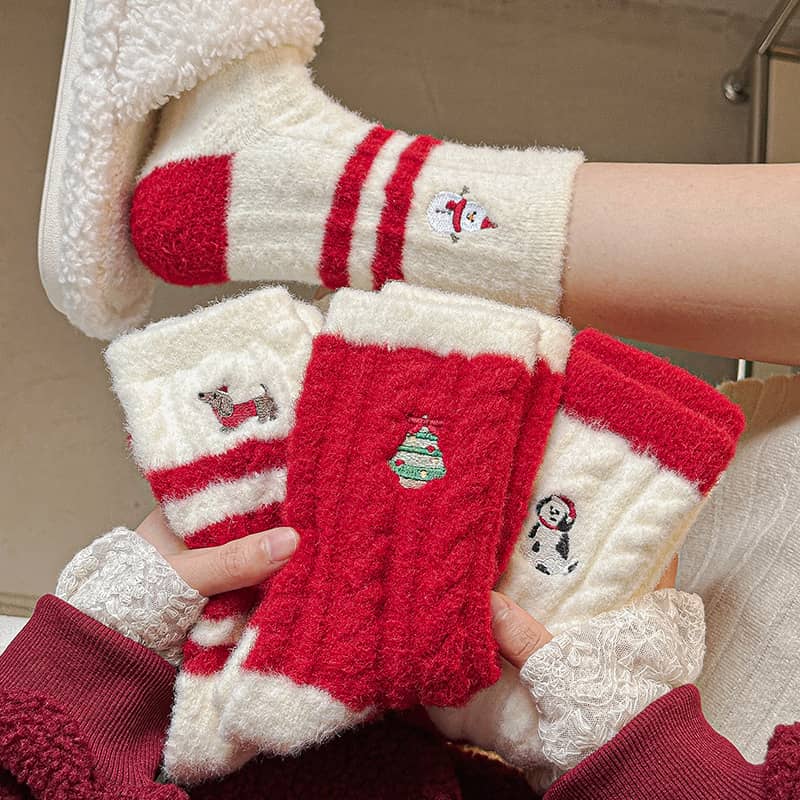 New Christmas Stockings Women's Cartoon Embroidered Snowm…