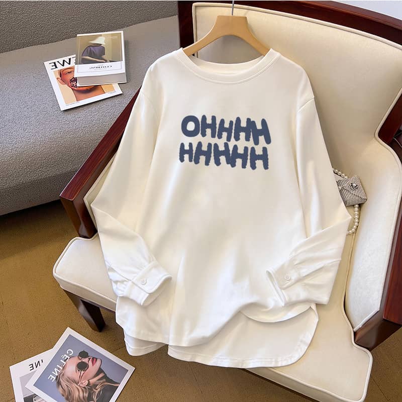 Spring And Autumn Bandage Dress Cotton Base Shirt Mid-length