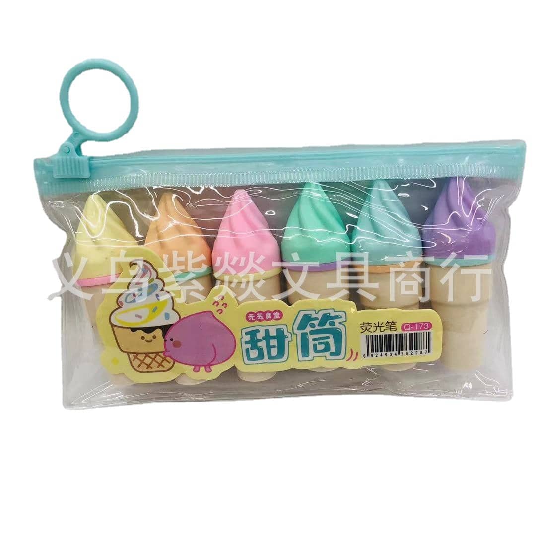 Mini Ice Cream Marking Pen Cute Cartoon Shape Fluorescent…