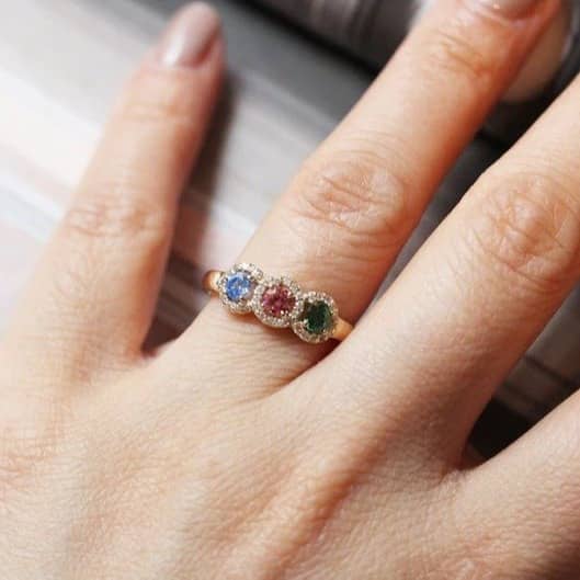 Sterling Silver Colorful Crystals Ring Female Rainbow Col…