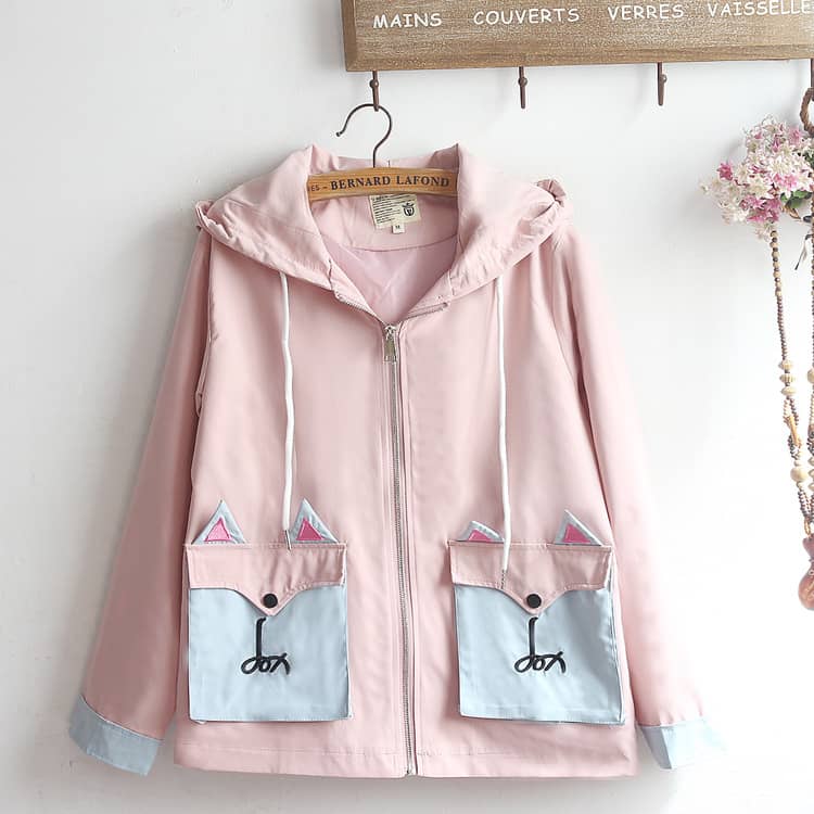 Cute unisex soft girl ear hooded cardigan