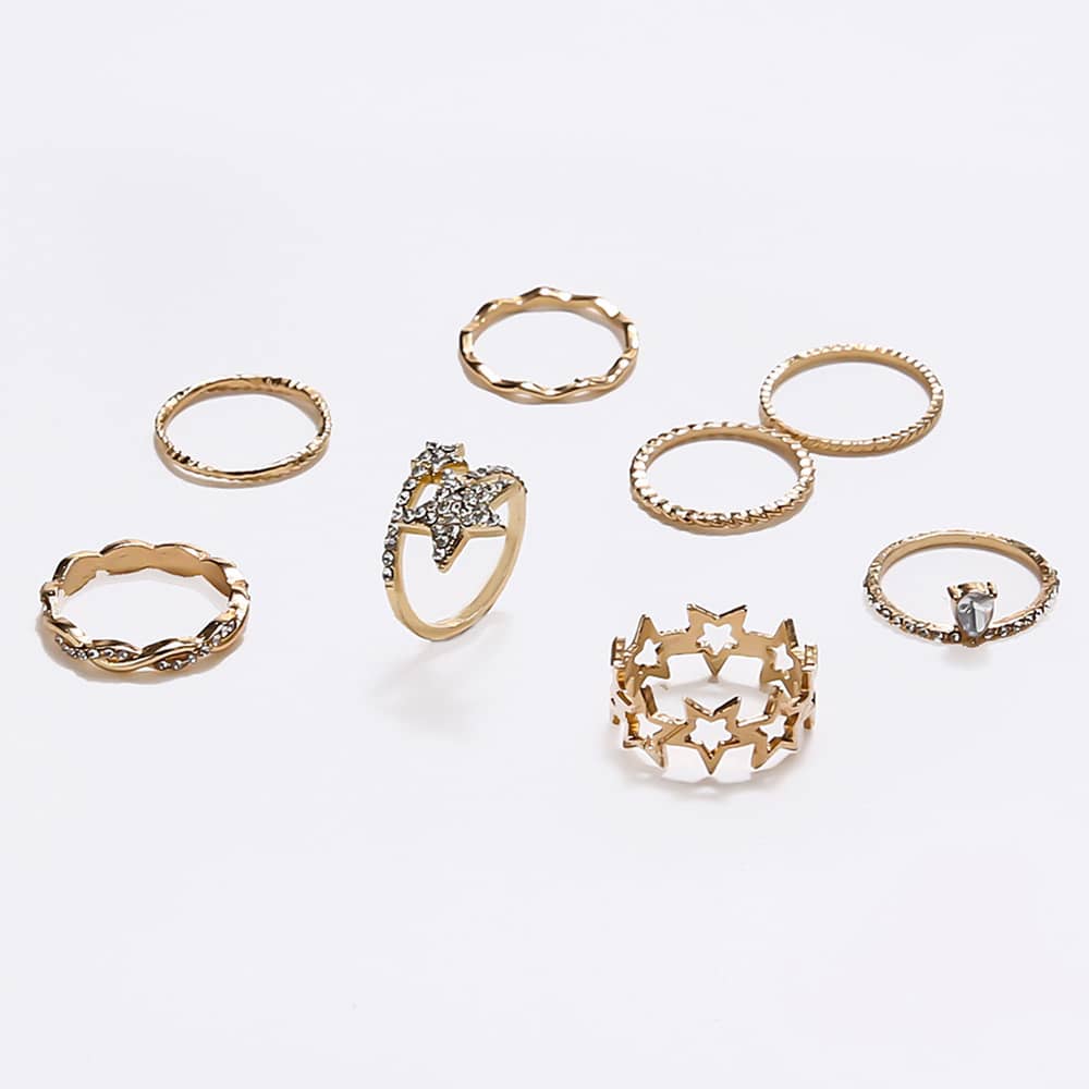 New Jewelry Fashion Full Diamond Five-pointed Star Hollo…