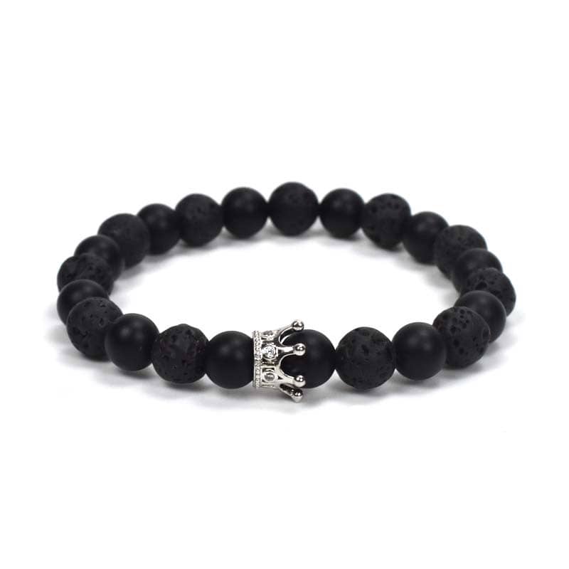 New 8mm Natural Stone Crown Beaded Bracelet White-barked…