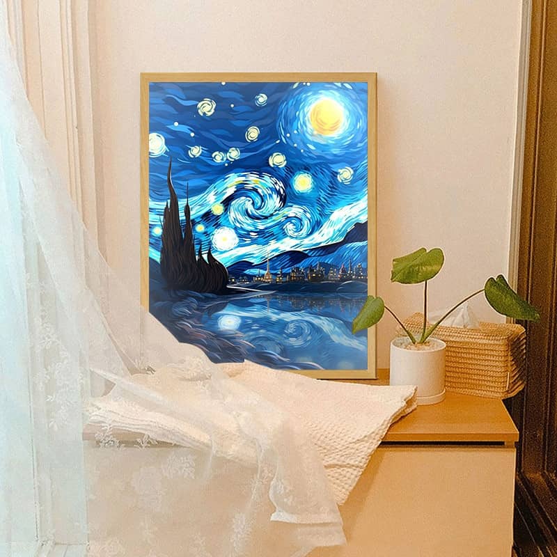 Van Gogh Famous Starry Sky Line Living Room Lighting Pain…